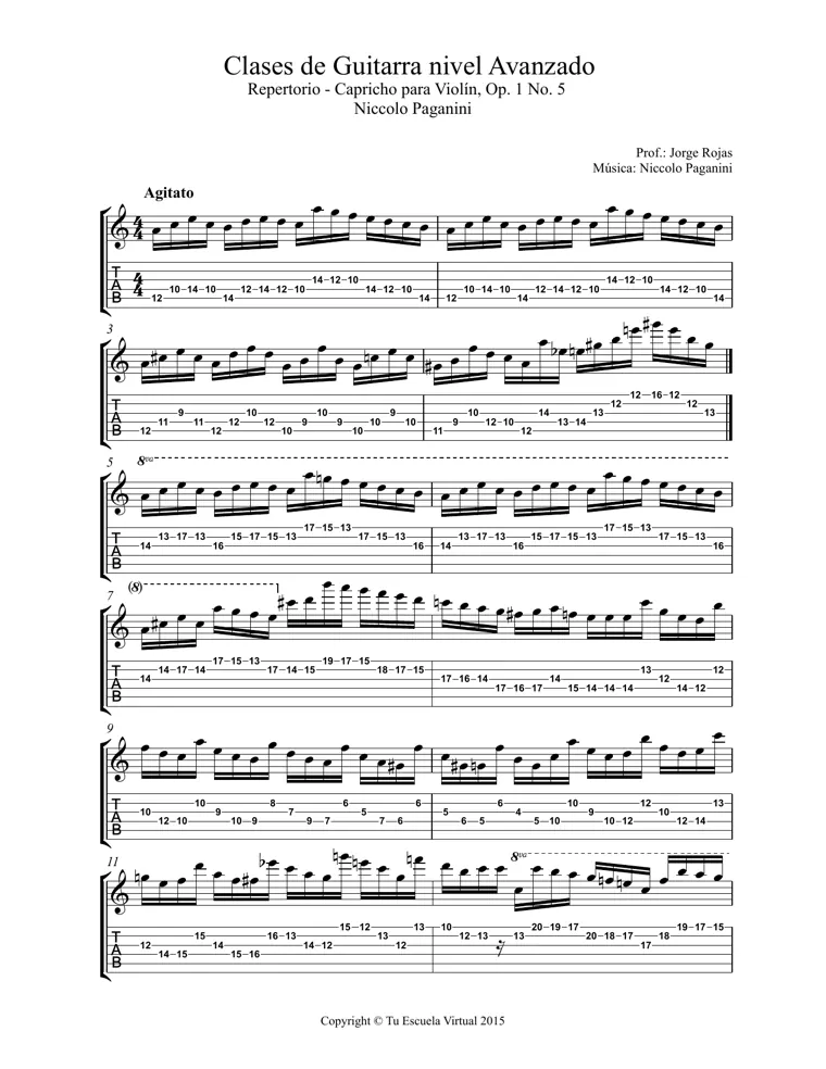 Partitura y tablatura de Capricho No.5