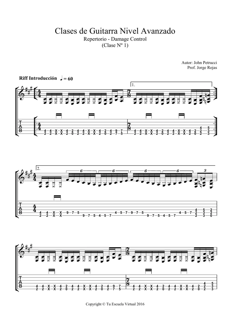 Partitura y tablatura de Damage Control