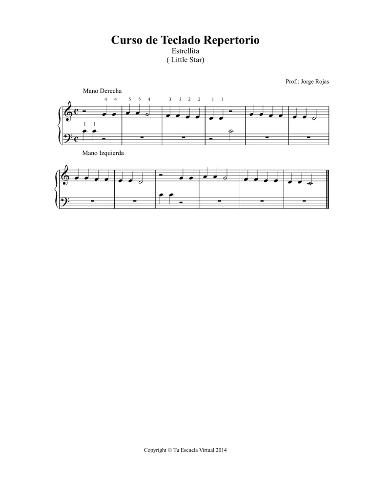 Partitura y tablatura de Estrellita