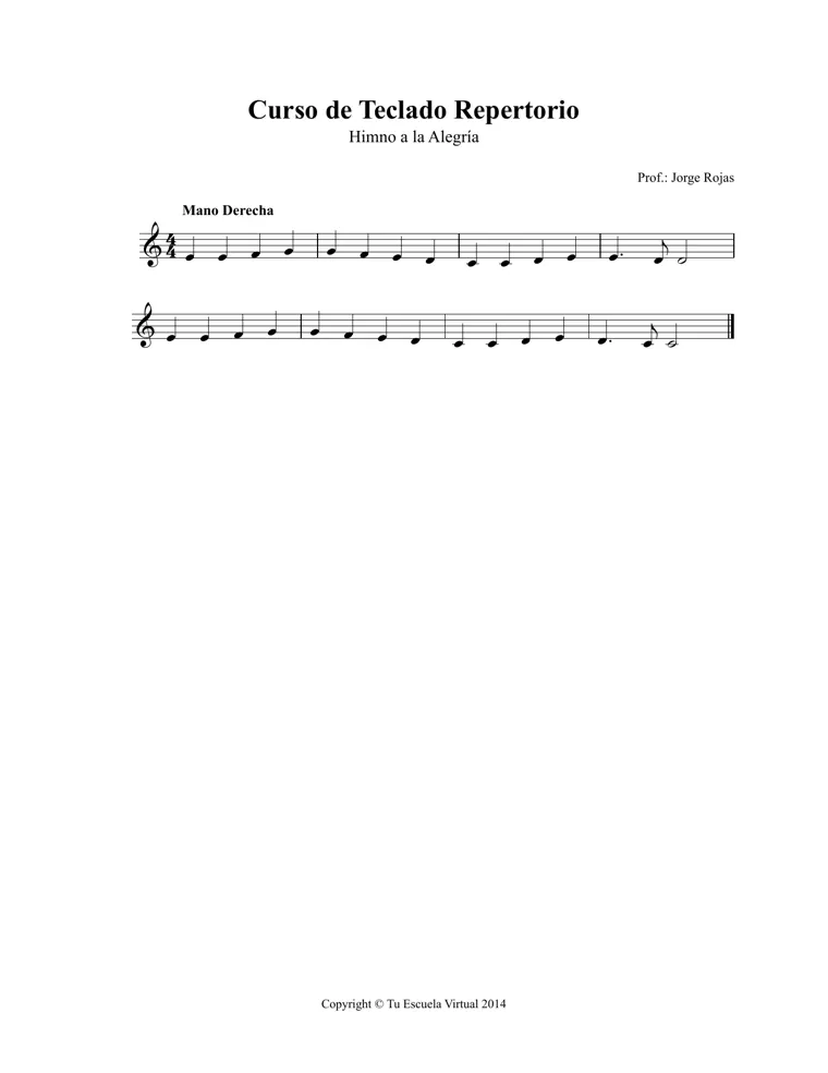 Partitura y tablatura de Himno de la Alegría