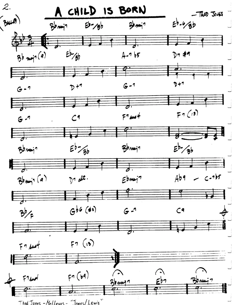 Partitura lead sheet de A Child Is Born
