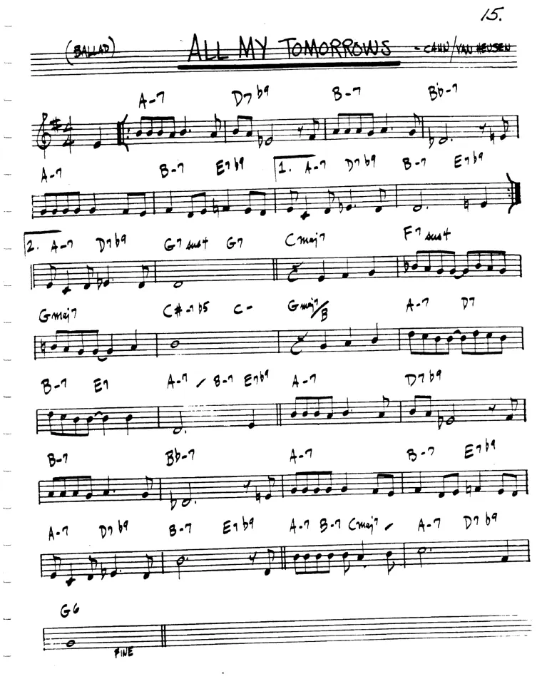 Partitura lead sheet de All My Tomorrows