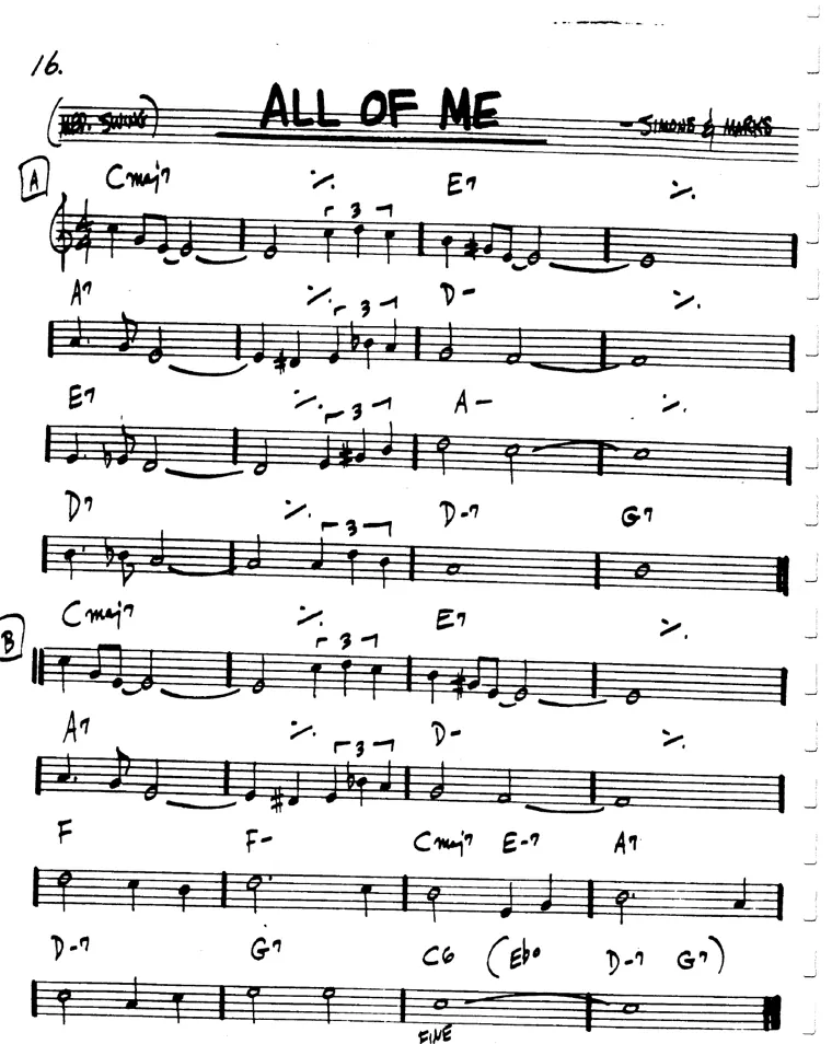 Partitura lead sheet de All Of Me