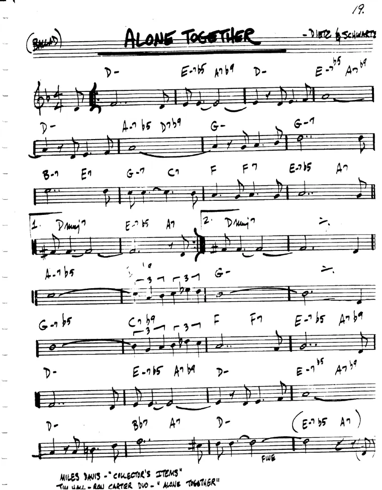 Partitura lead sheet de Alone Together