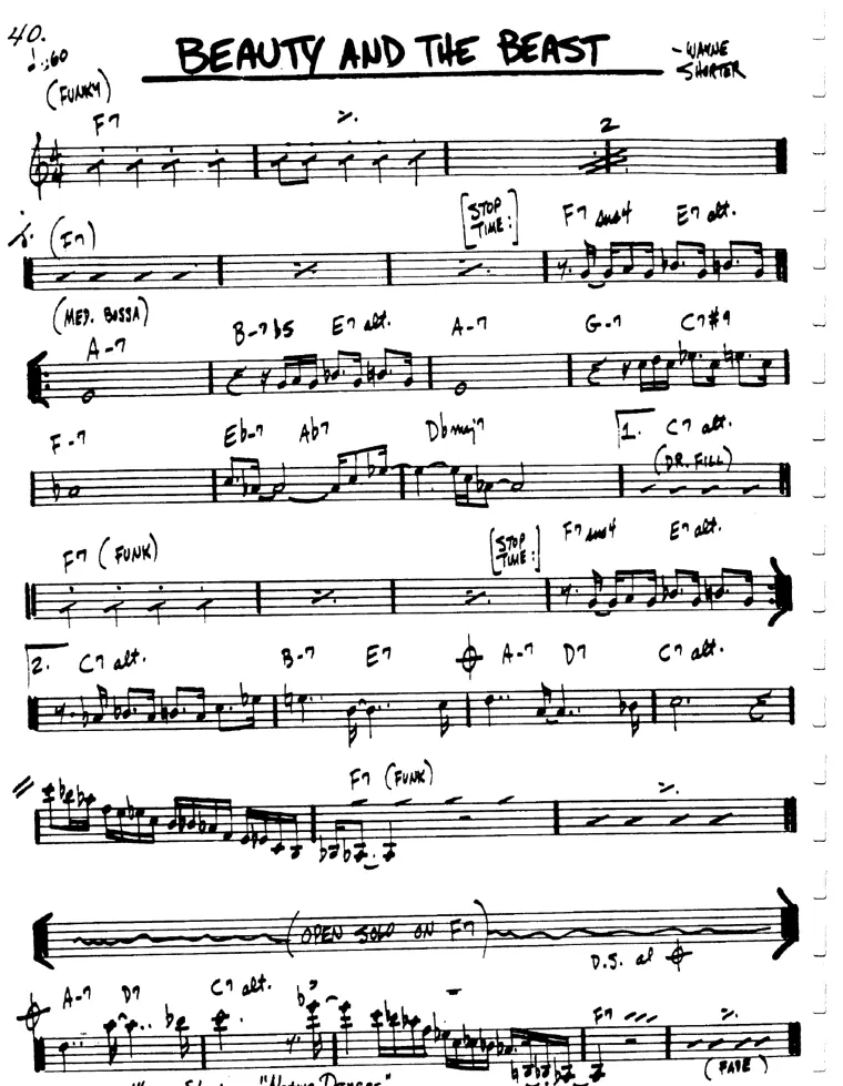 Partitura lead sheet de Beauty And The Blast