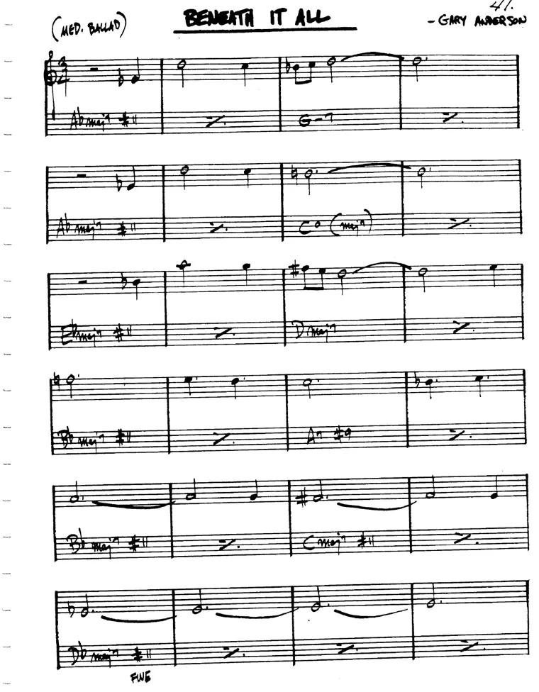 Partitura lead sheet de Beneath It All