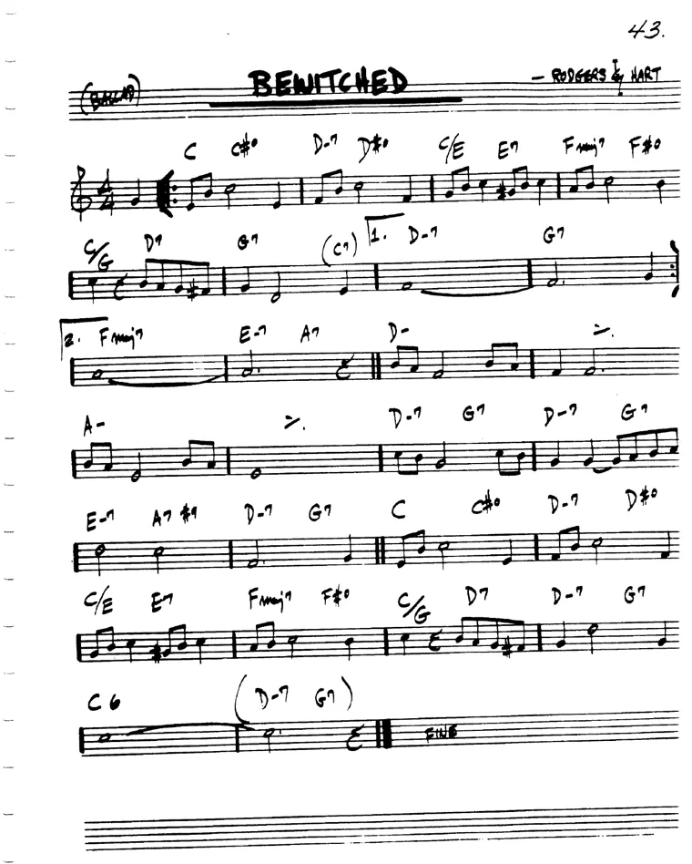 Partitura lead sheet de Bewitched