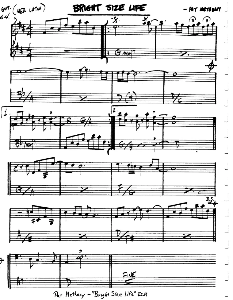 Partitura lead sheet de Bright Size Life