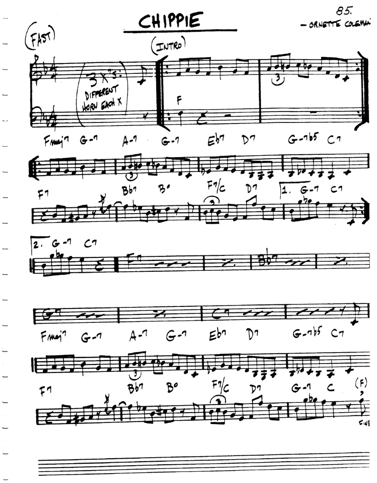 Partitura lead sheet de Chippie