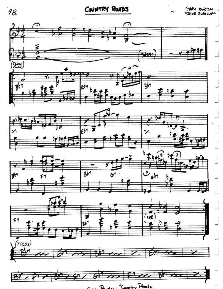 Partitura lead sheet de Country Roads