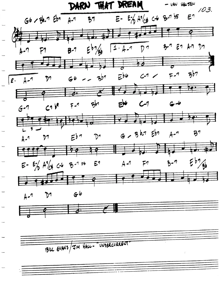 Partitura lead sheet de Darn That Dream