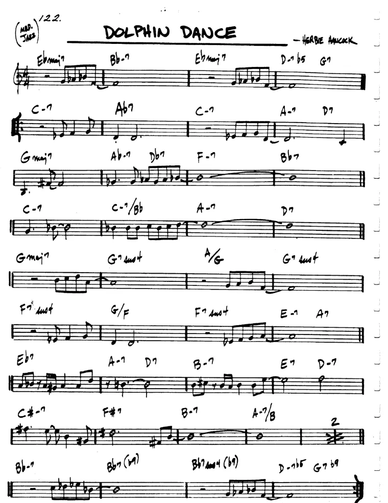 Partitura lead sheet de Dolphin Dance
