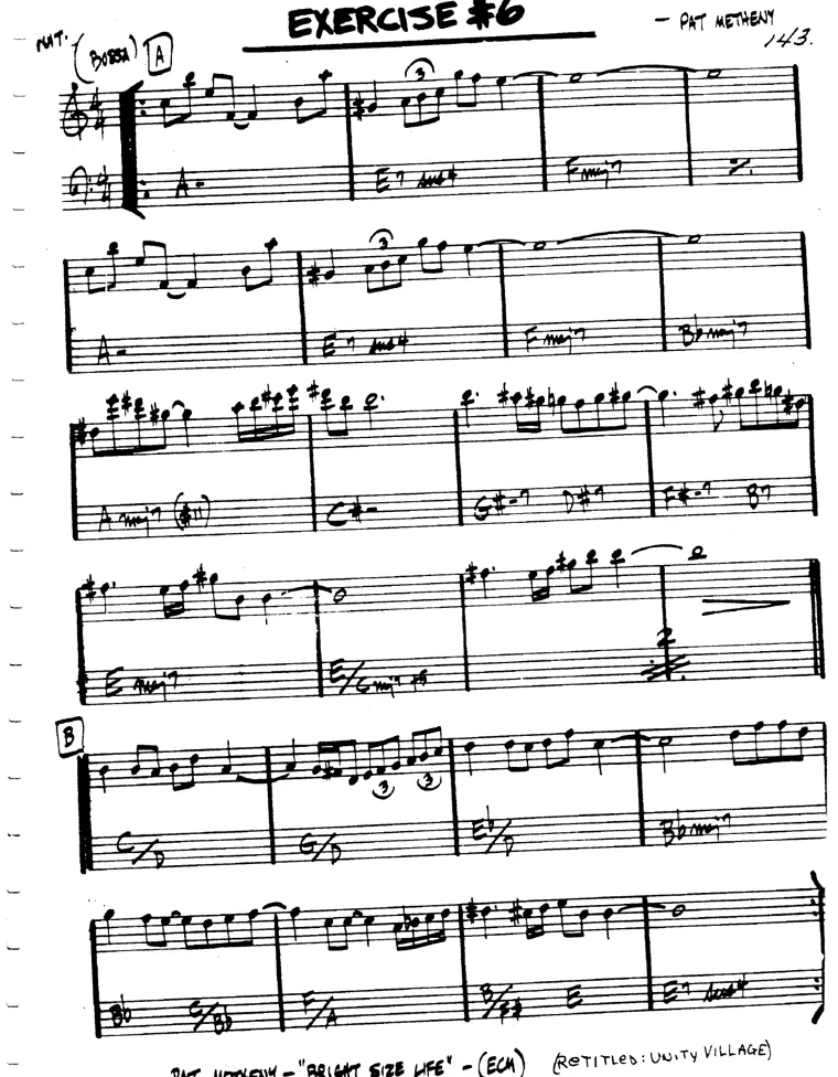 Partitura lead sheet de Exercise #6