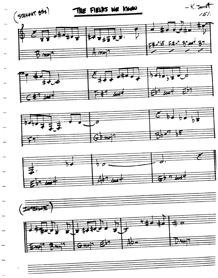 Partitura lead sheet de Fields We Know, The