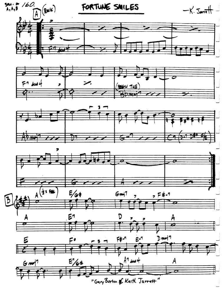 Partitura lead sheet de Fortune Smiles