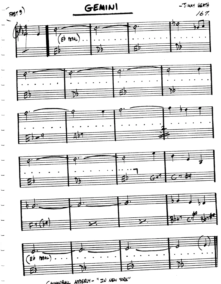 Partitura lead sheet de Gemini