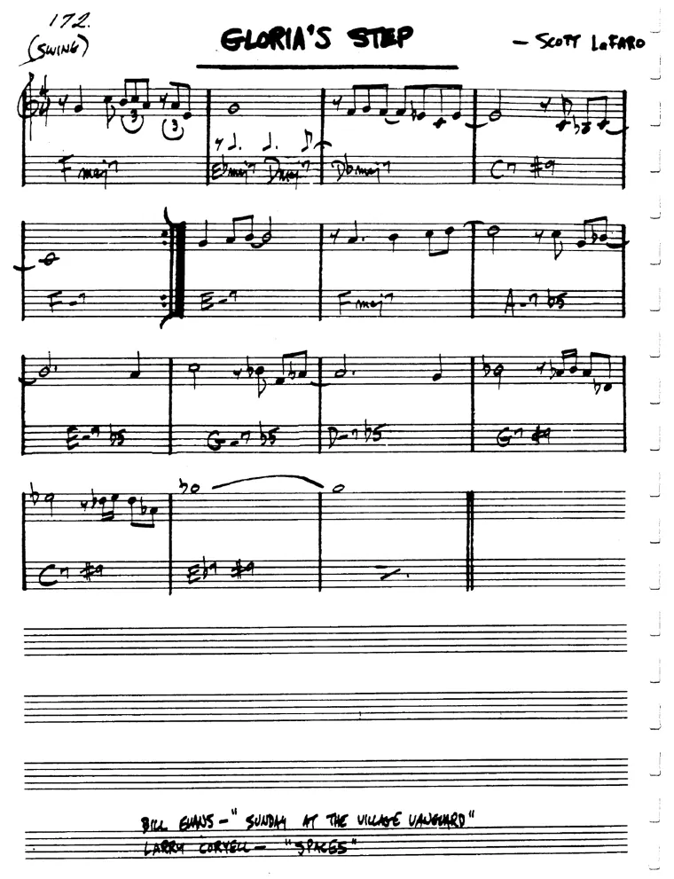 Partitura lead sheet de Gloria's Step