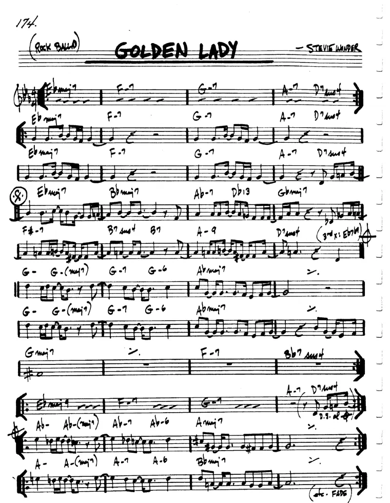 Partitura lead sheet de Golden Lady