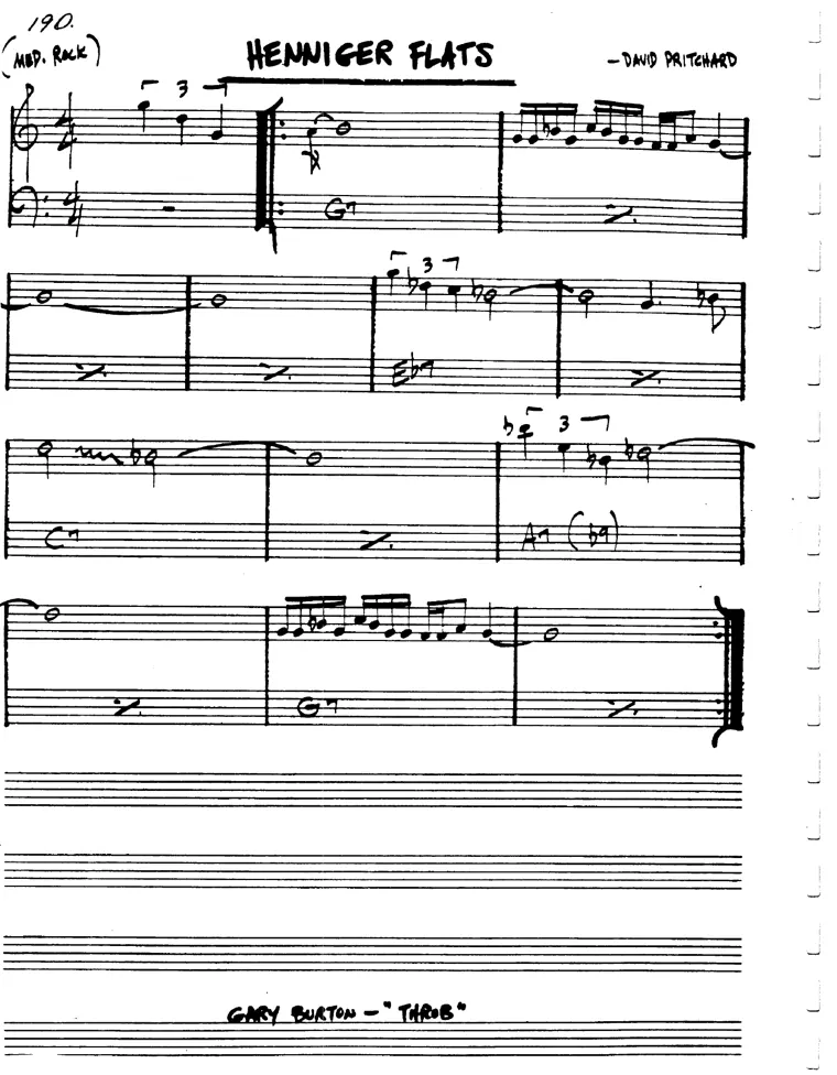 Partitura lead sheet de Henninger Flats
