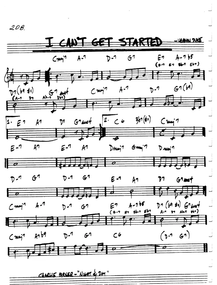 Partitura lead sheet de I Can't Get Started