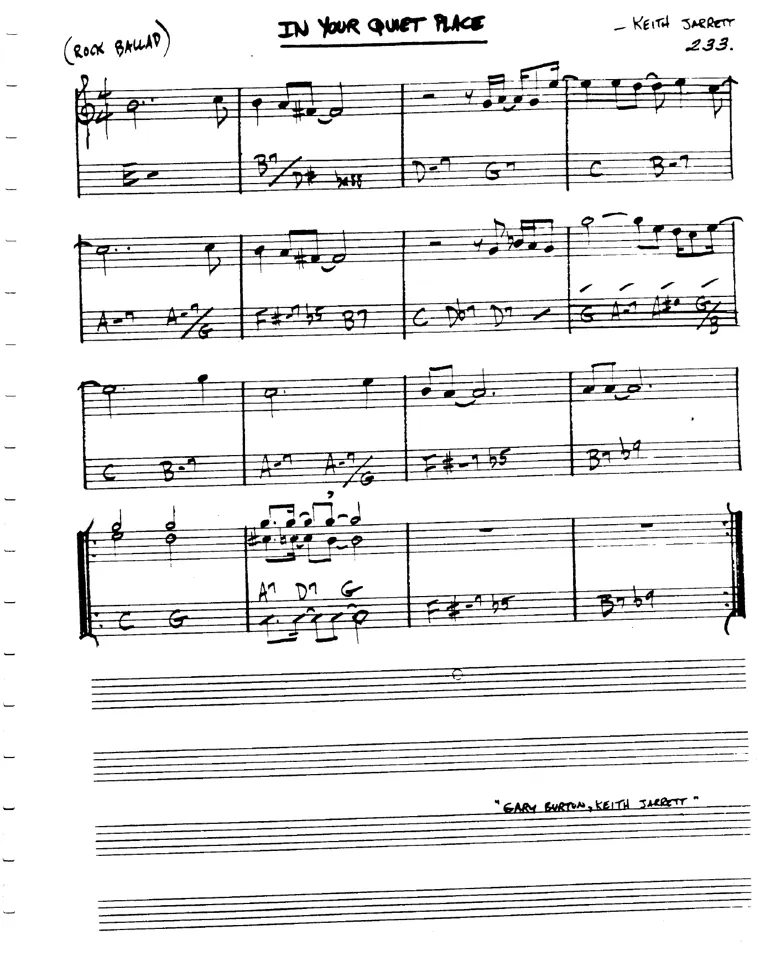 Partitura lead sheet de In Your Quiet Place