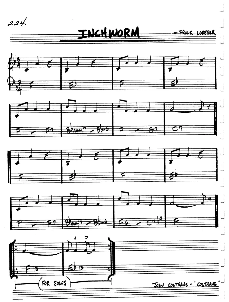 Partitura lead sheet de Inchworm