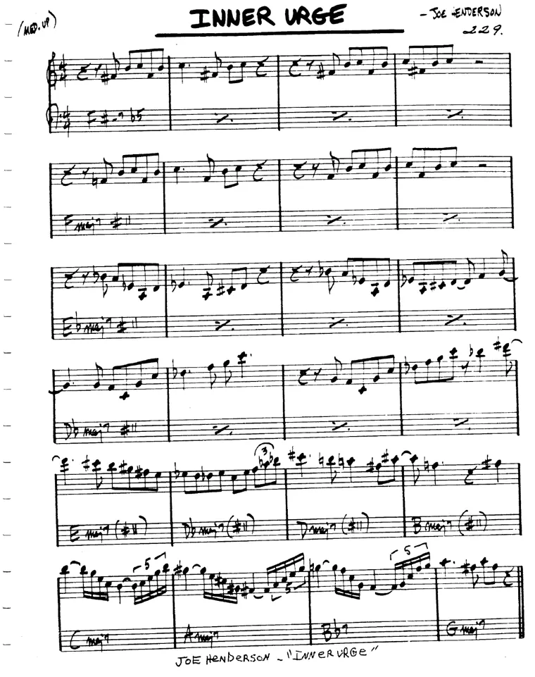 Partitura lead sheet de Inner Urge