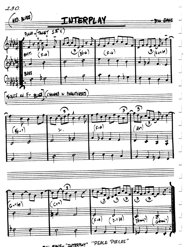 Partitura lead sheet de Interplay