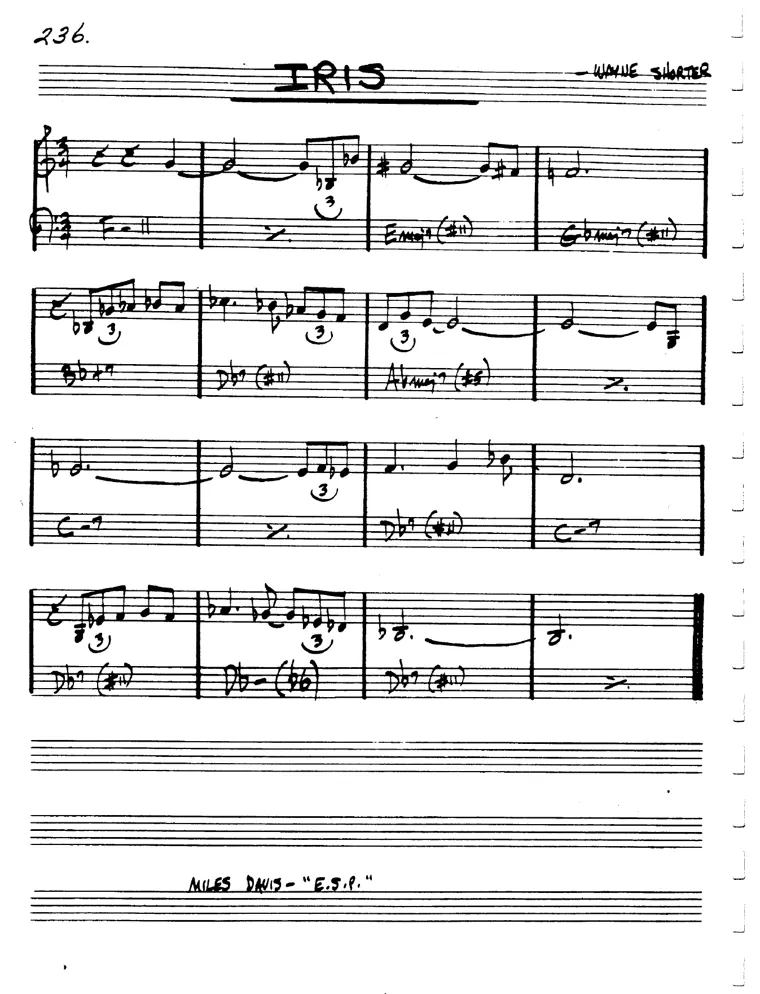 Partitura lead sheet de Iris