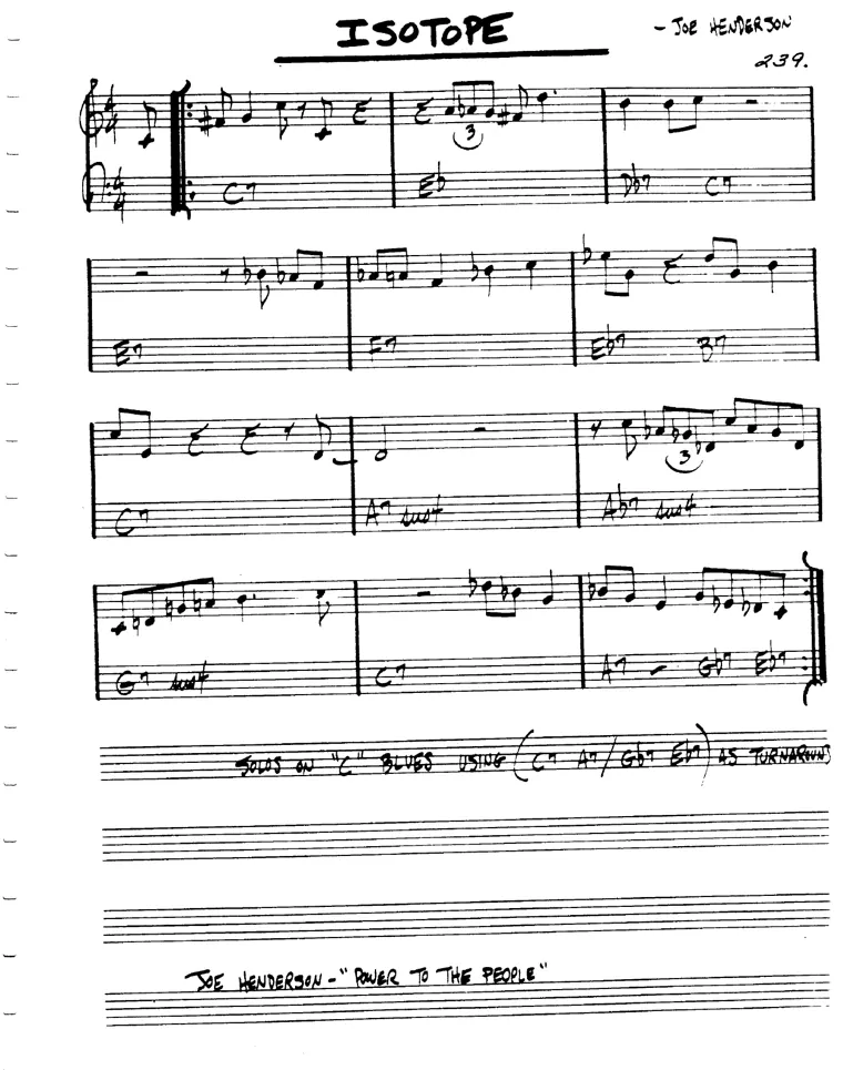 Partitura lead sheet de Isotope
