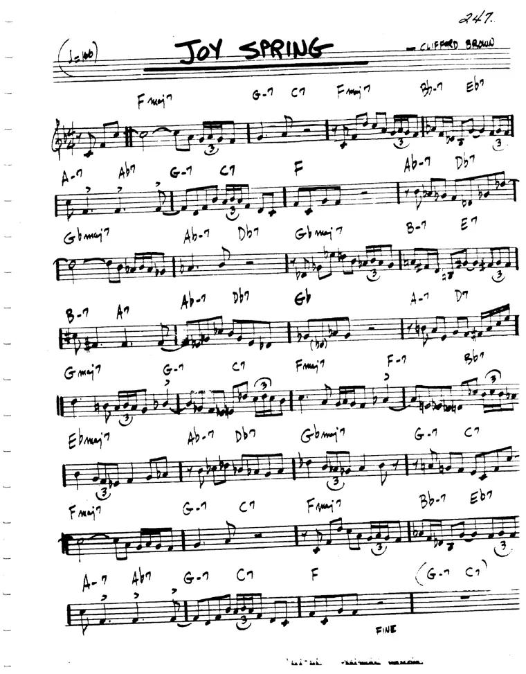 Partitura lead sheet de Joy Spring