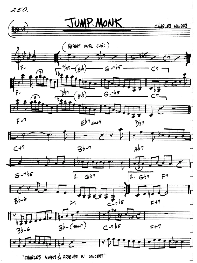 Partitura lead sheet de Jump Monk