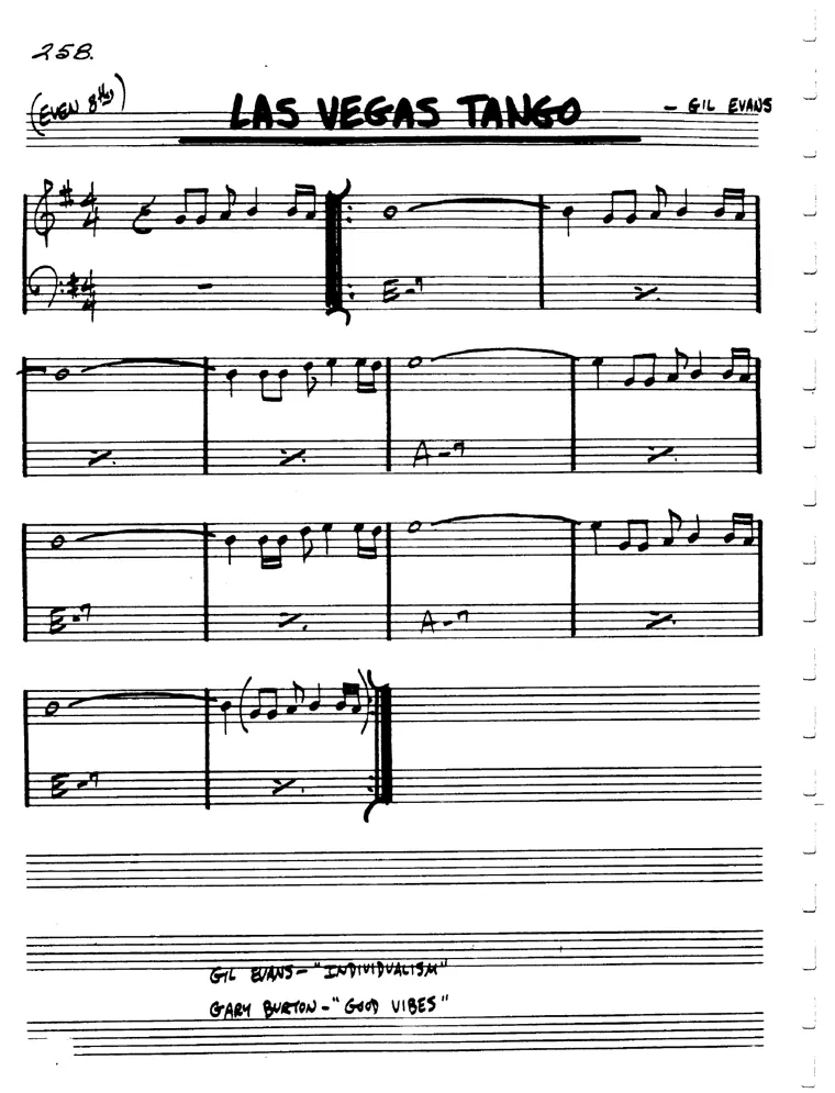 Partitura lead sheet de Las Vegas Tango