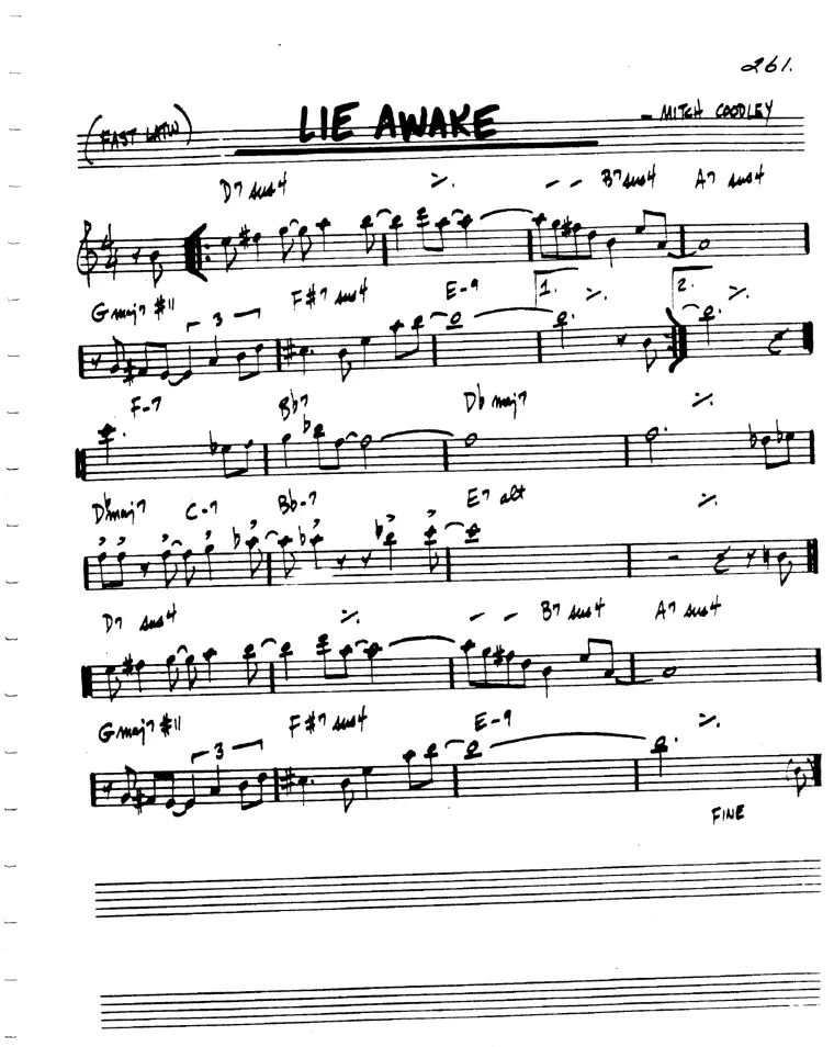 Partitura lead sheet de Lie Awake