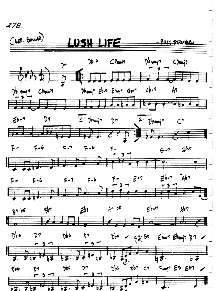 Partitura lead sheet de Lush Life