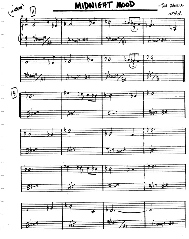 Partitura lead sheet de Midnight Mood