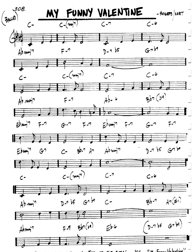 Partitura lead sheet de My Funny Valentine