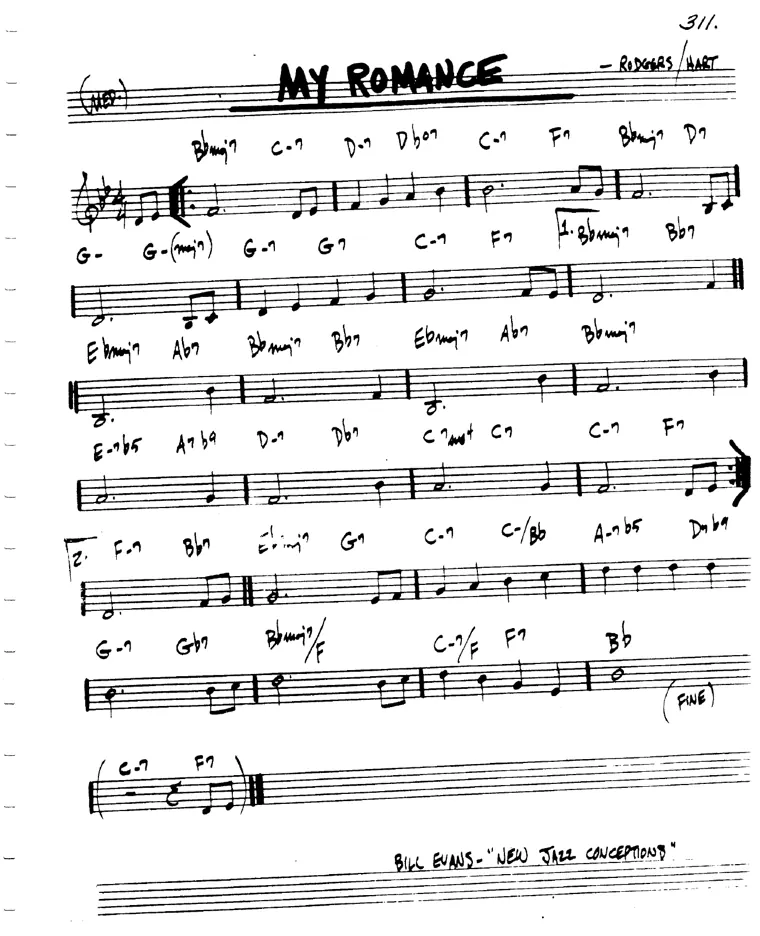 Partitura lead sheet de My Romance