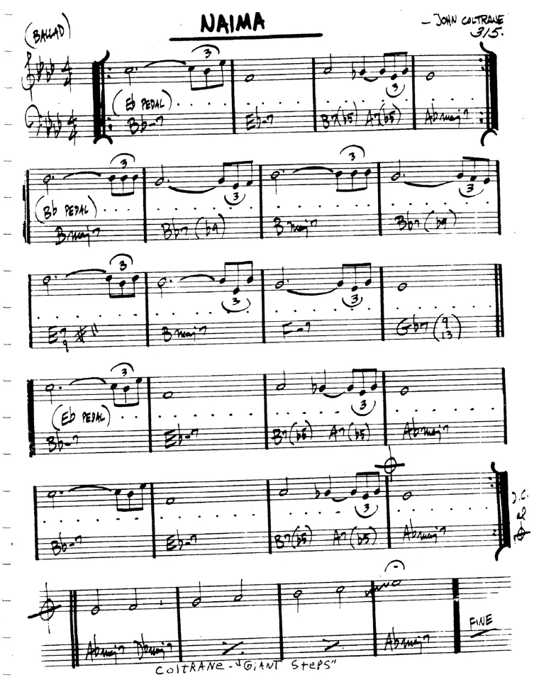 Partitura lead sheet de Naima