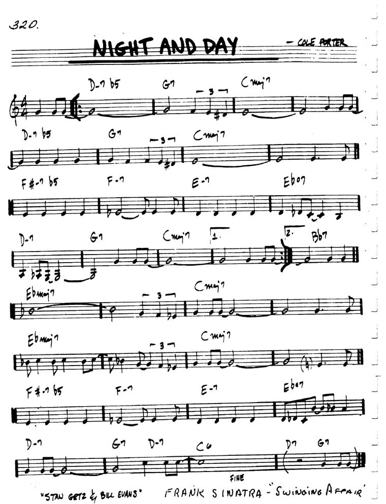 Partitura lead sheet de Night And Day