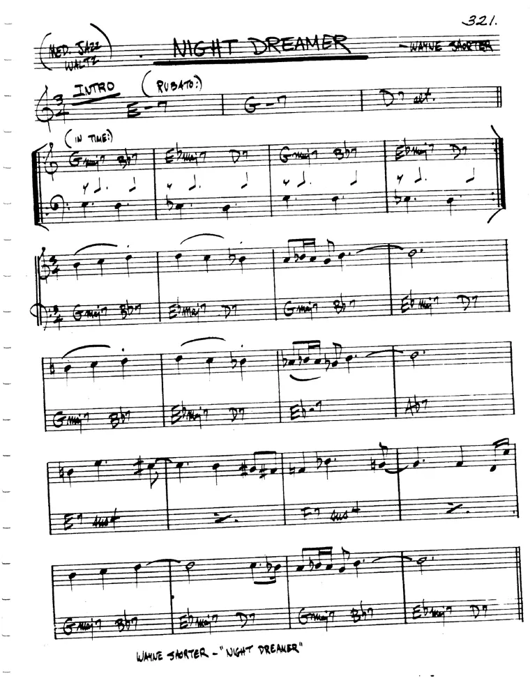 Partitura lead sheet de Night Dreamer