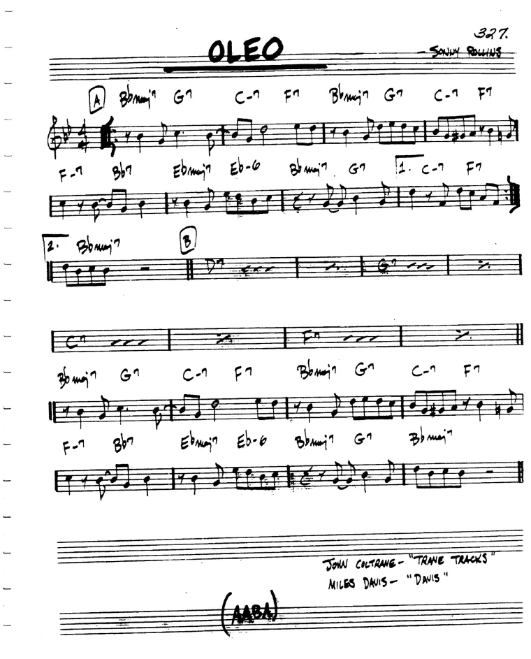 Partitura lead sheet de Oleo