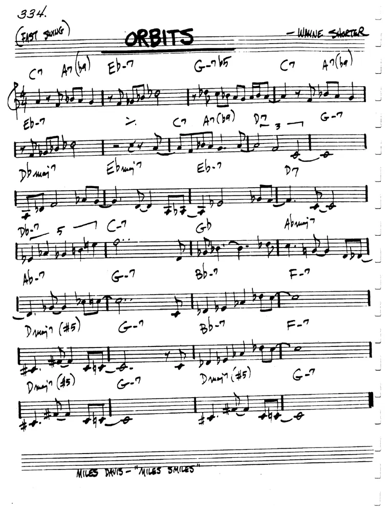 Partitura lead sheet de Orbits