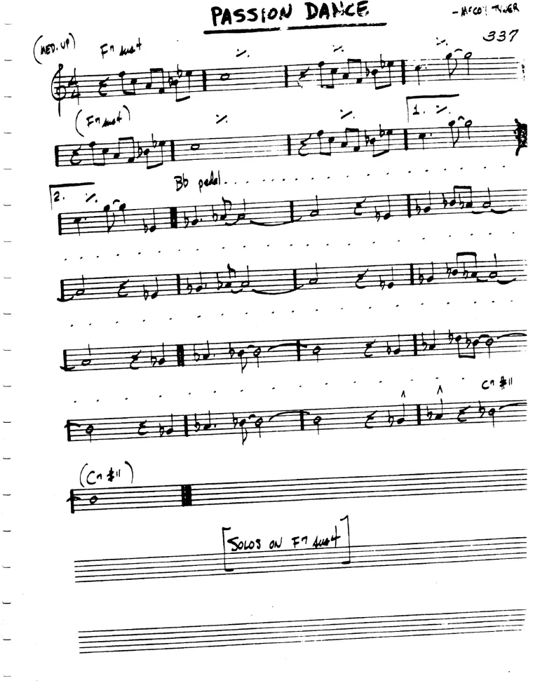 Partitura lead sheet de Passion Dance