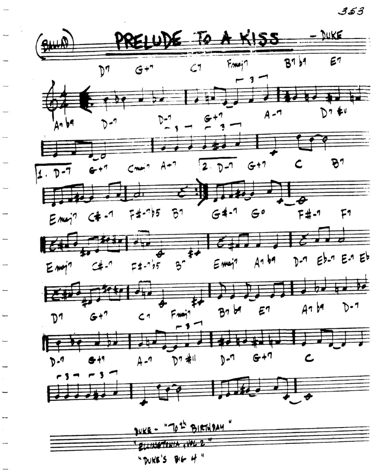 Partitura lead sheet de Prelude To A Kiss