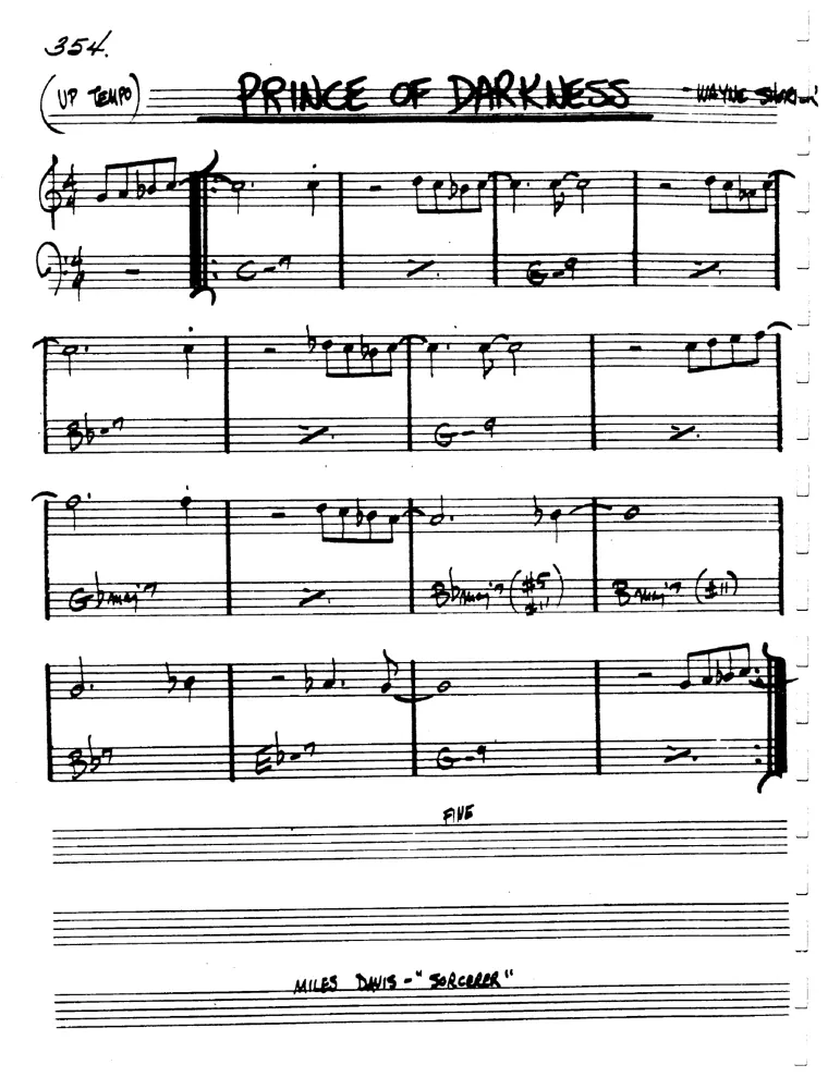 Partitura lead sheet de Prince Of Darkness