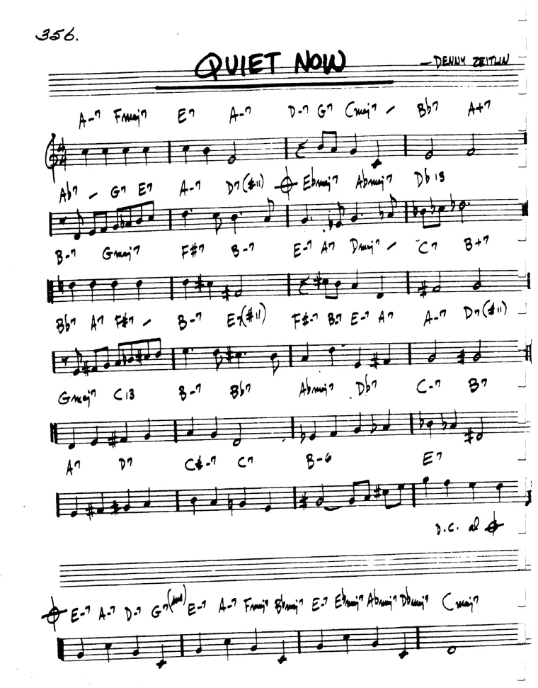 Partitura lead sheet de Quiet Now