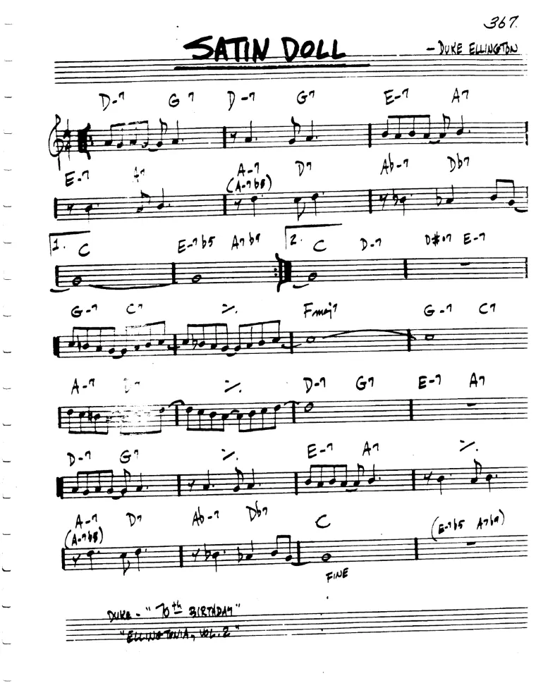 Partitura lead sheet de Satin Doll