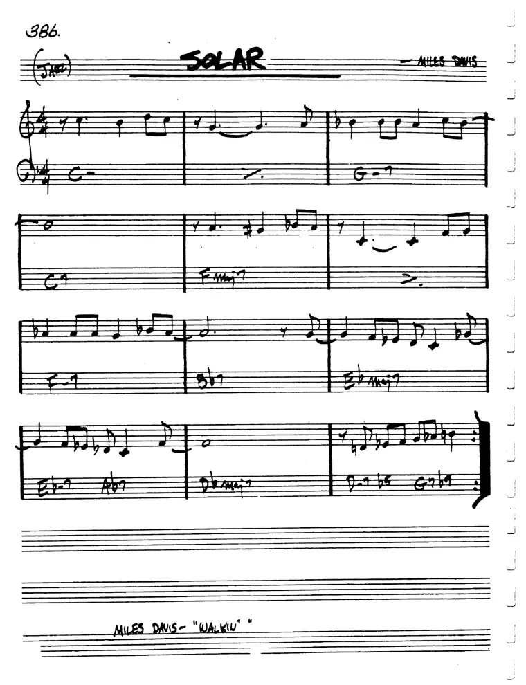 Partitura lead sheet de Solar