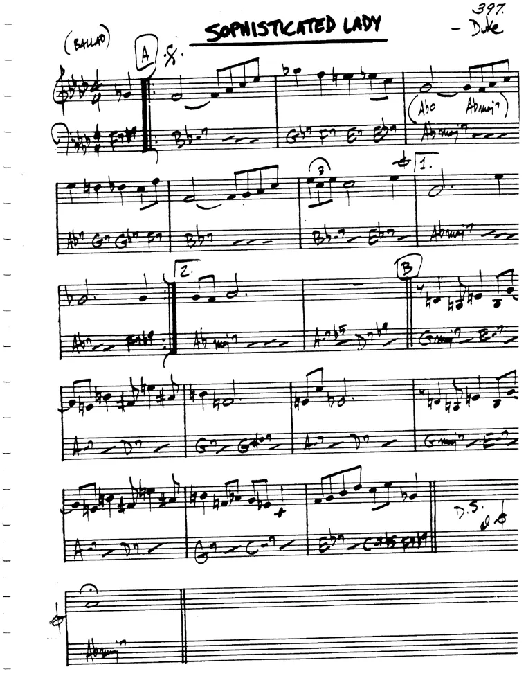 Partitura lead sheet de Sophisticated Lady